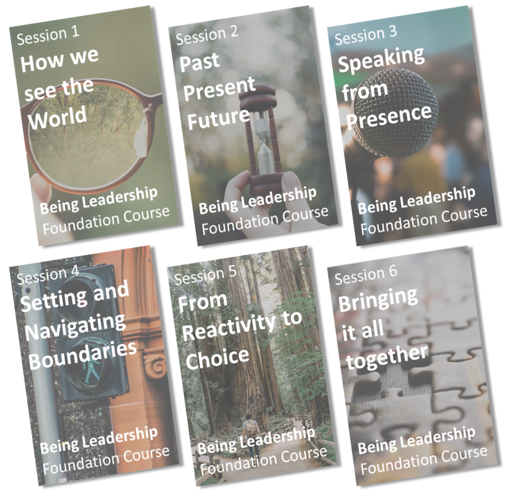 Images of the reading materials for the six weekly sessions of the Being Leadership Foundation Course.